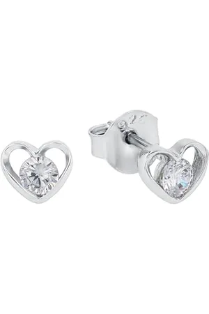 Amor Ohrstecker 925 Sterling Silber, 375 Gold Damen Ohrschmuck, Gold, Silber, mit Zirkonia, Kommt in Schmuck Geschenk Box