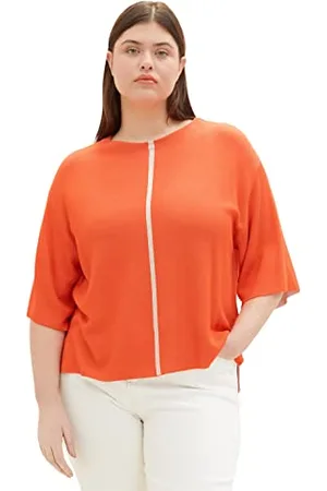TOM TAILOR Damen 1035957 Plussize Pullover mit kurzem Arm, , 48 Große Größen