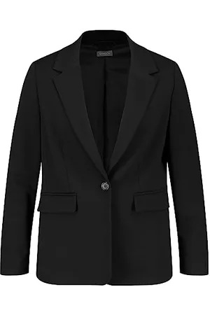 Samoon Damen Klassischer Blazer Langarm, geknöpfte Armschlitze unifarben Black 54