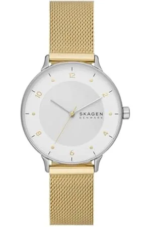 Skagen Uhr für Frauen, Riis Dreizeigeruhrwerk, Leder/Edelstahluhr Mit 36 Mm Gehäusegröße