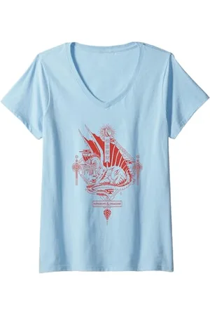 Dungeons & Dragons Damen Year of the Dragon Red Lantern T-Shirt mit V-Ausschnitt