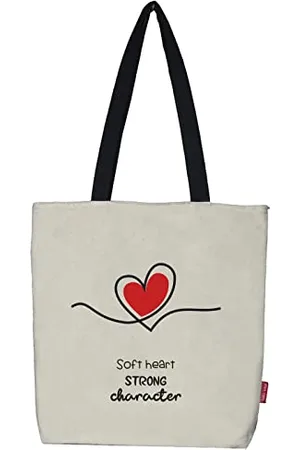 Hello-Bags . Canvas-Einkaufstasche. Außen: 100% Baumwolle. Inklusive Reißverschluss, Futter und Innentasche. Verpackt in einem KRAFT Geschenkumschlag. Modell: „SOFTHEART“. Farbe: Ecru/Schwarz.