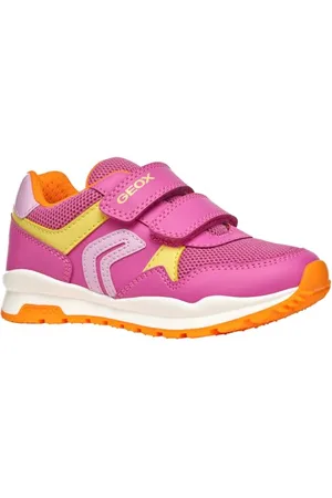 Geox J Pavel Girl A Sneaker, Fuchsia/Orange, 38 EU