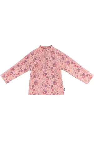 Sterntaler Badeshirt Langarm Corale Print - UV-Schutz 50+ Schwimmshirt mit Stehkragen - Mädchen UV Shirt mit Frontreißverschluss und Kinnschutz - Kinder Badebekleidung, , Größe 92