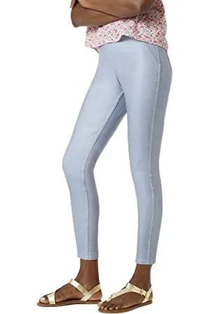 HUE Damen Reversible Denim High Rise Leggings Strumpfwaren, Chambray/Weiß, X-Groß