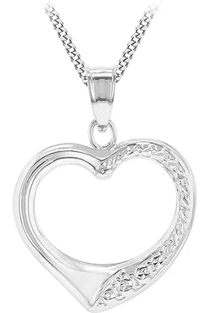 Amazon Damenanhänger mit offenem Herz, gemustert, aus 9 Karat , mit 46 cm Kette