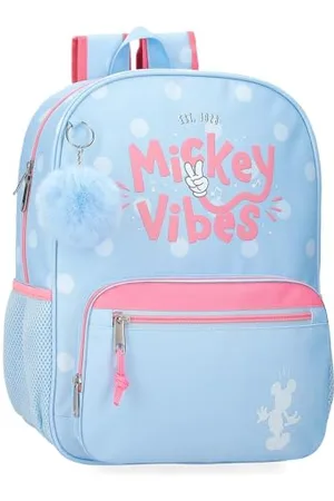 Disney Mickey Vibes Kinderrucksack, Schulrucksack, aus Polyester, Seitentaschen, breite verstellbare Träger, Tragegriff oben zum Aufhängen, Magic Fix System., , Talla única, Rucksack 38