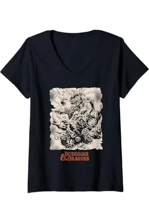 Dungeons & Dragons Damen Retro Beholder Combat T-Shirt mit V-Ausschnitt