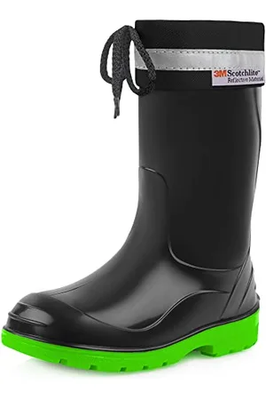 Ladeheid Kinder Gummistiefel mit Stulpe Regenstiefel für Jungen und Mädchen LA-972 (Schwarz/Grün, 22 EU)