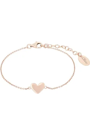 QS by s.Oliver SO PURE Armband für Damen mit Herz Anhänger, 925 Sterling Silber, Rosé vergoldet, Länge: 16-19 cm
