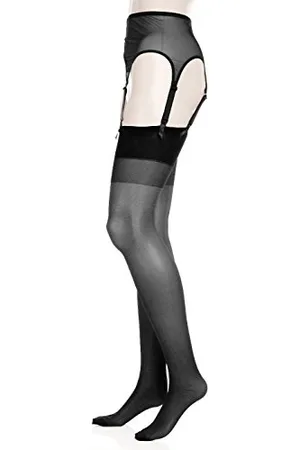 Glamory Damen Weites Bein Strumpfhalter Garter Belt 50378, Einfarbig, 100 DEN, Gr. 40 (Herstellergröße: M-(40-42))