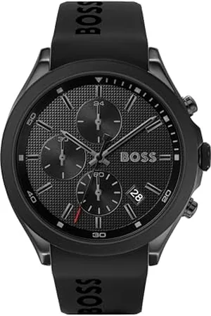 HUGO BOSS Chronograph Quarz Uhr für Herren Kollektion Velocity mit Schwarzes Silikonarmband - 1513720