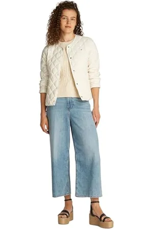 Tommy Hilfiger Damen Steppjacke Down Quilted Collarless mit Knopfleiste, Elfenbein (Ivory Petal), XXS