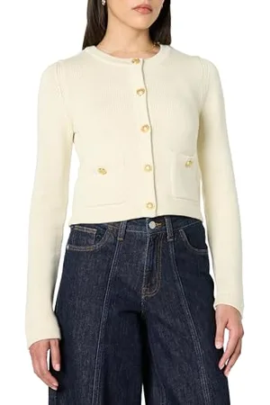 THE DROP Bloom Gold Button Nautical Cardigan Strickjacken, , XXS