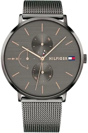 Tommy Hilfiger Damen 40mm Multifunktions-Quarz-Uhr - Graues Zifferblatt, Armband aus Edelstahl-Mesh, 3 Hilfszifferblätter, 3ATM Wasserdicht - 1781945