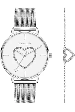 Tamaris Damen Analog Quarz Uhr mit Edelstahl Armband TS-0033-MQB