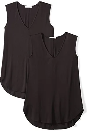 Amazon Damen Tank-Top aus Jersey mit V-Ausschnitt, Reguläre Passform (Früher Daily Ritual), 2er-Pack, , L
