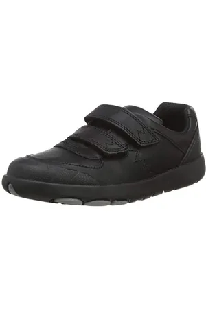 Clarks Jungen Rex Pace K Sneaker, Schwarz (Black Leather Black Leather), 32.5 EU