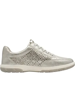 Jana Damen Sneaker flach mit Reißverschluss Vegan, (Silver), 39 EU