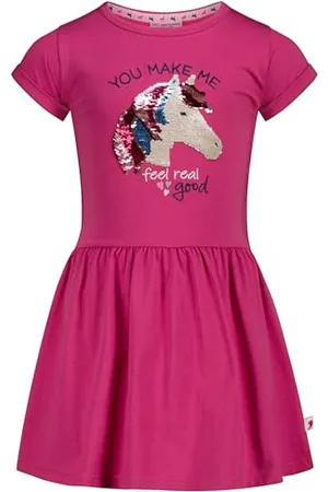Salt & Pepper BY KIDS PARK Mädchen Kleid mit Pferde Stickmotiv und Wendepailletten