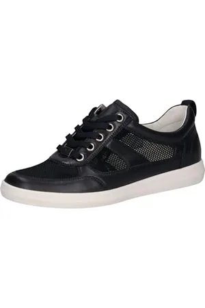 Caprice Damen Sneaker flach mit Schnürsenkeln Low Top, Blau , 42 EU