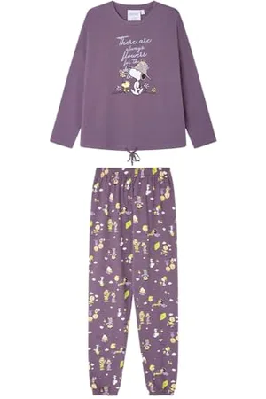 Women secret Damen Long Pyjama Multilicense Nostalgia Snoopy Pyjamas, , XS