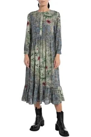 Replay Damen Maxikleid Langarm All Over Print, (Mehrfarbig), M