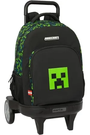 Safta Minecraft TNT Großer Rucksack mit Rädern, kompakt, abnehmbar, ideal für Kinder verschiedener Altersgruppen, bequem und vielseitig, Qualität und Widerstandsfähigkeit, 33 x 22 x 45 cm, , M, Casual