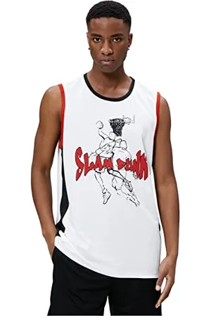 Koton Men Sport Oversized Tanktop Basketball Printed Crew Neck