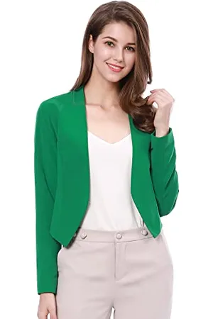 Allegra K Damen Langarm Offen Asymmetrisch Crop Blazer Jacke S