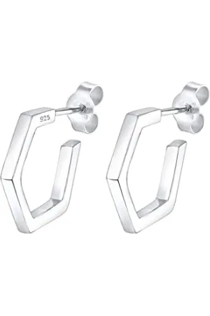 Elli Ohrringe Damen Hexagon Creolen im Geo Minimal Look in 925 Sterling Silber