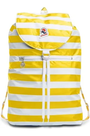 Invicta Tagesrucksack Rucksack für Reisen Outdoor - Daypack für Damen, Herren, mit Hüftgurt - faltbar 8 LT - Ultra leicht, Handgepäck mit Reißverschluss, gestreift zweifarbig gelb/weiß Minisac