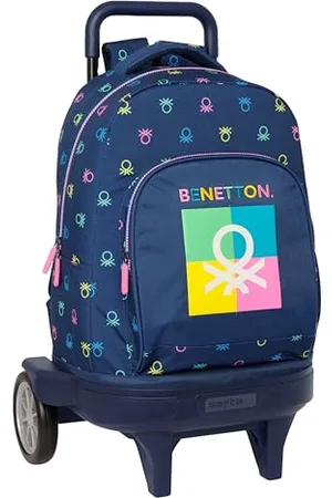 Safta Benetton Cool Großer Rucksack mit Rädern, kompakt, abnehmbar, ideal für Kinder verschiedener Altersgruppen, bequem und vielseitig, Qualität und Widerstandsfähigkeit, 33 x 22 x 45 cm,