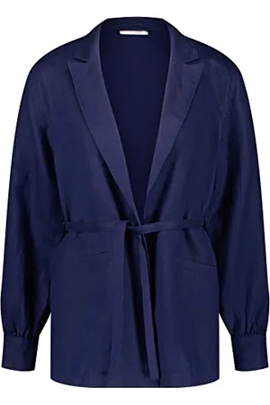 Gerry Weber Damen Lässiger Leinenblazer mit Taillenband Langarm, Manschetten, mit Schlitz unifarben 34