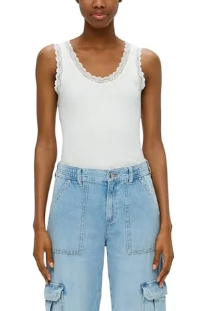 QS by s.Oliver Damen 2144173 Top mit Rippstruktur, , XXL