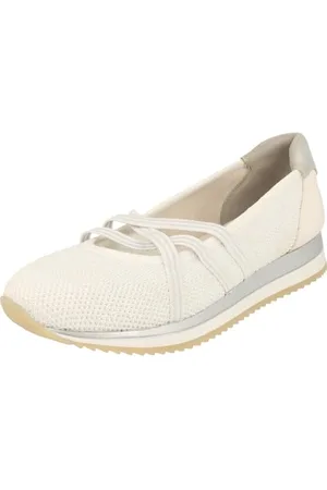 Jana Damen Ballerinas mit Riemen Vegan, Silber (White/Silver), 37 EU