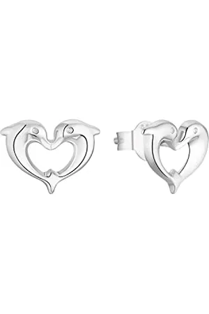 Amor Ohrstecker 925 Sterling Silber Mädchen Kinder Ohrschmuck, 0,8 cm, Silber, Delphin, Kommt in Schmuck Geschenk Box, 2028672