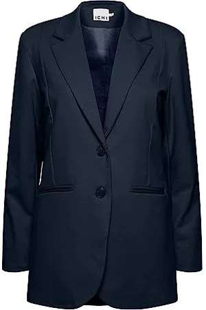 Ichi IHKATE SUS OVERSIZE BL Damen Blazer Longblazer Jacke Long-Blazer mit Knöpfen Stretch und Reverskragen, Größe:2XL, Farbe: