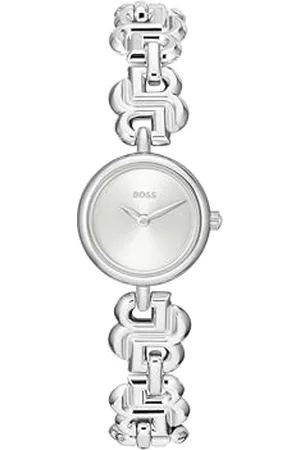 HUGO BOSS Uhr mit DREI-Zeiger-Quarzwerk für Damen Kollektion Double B Dressy mit Edelstahlarmband