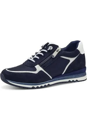 Marco Tozzi Damen Sneaker flach mit Lederanteil Freizeit, Blau , 37 EU
