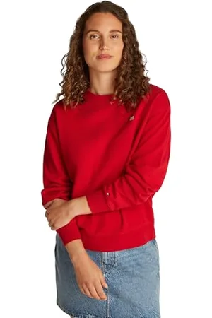 Tommy Hilfiger Damen Sweatshirt Contrast Flag Regular Fit, Rot (Primary Red), XL