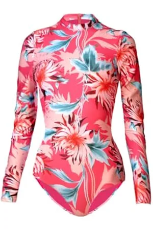 Mf Next Com Sea® Damen Langarm Badeanzug mit Reißverschluss hinten, Polyester und Elasthan Stoff UV-Schutz UPF 50+, Ideal für Wassersport, Größe