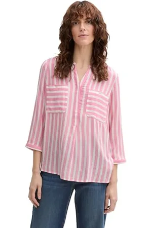 TOM TAILOR Damen 1016190 Bluse, 37433-Bright Rose Vertical Stripe, 40