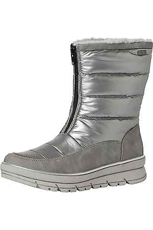 Jana Damen Winterstiefel ohne Absatz mit Reißverschluss Gefüttert Weite H Mehrweite, Silber , 37 EU