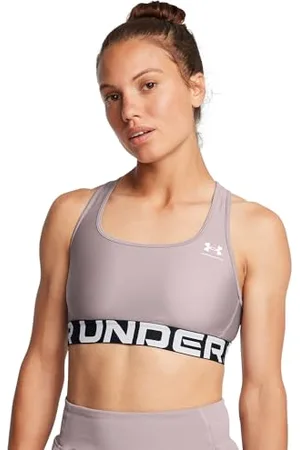 Under Armour Damen HeatGear Authentics Mid Support Bra BH, Tetra Gray/White, L