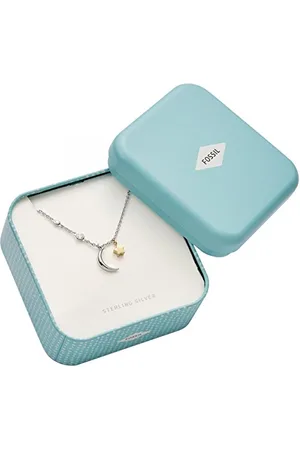 Fossil Halskette Für Frauen, Gesamtlänge: 420mm + 50mm 2-Ton, Gold, Silber Cz, Sterling Silber Halskette, JFS00432998