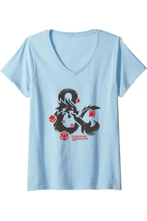 Dungeons & Dragons Damen Ampersand Red Rolling Dice T-Shirt mit V-Ausschnitt