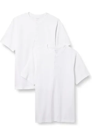 Amazon Herren Kurzärmliges Henley-Shirt aus Piqué mit normaler Passform (erhältlich in Übergrößen), 2er-Pack, , M