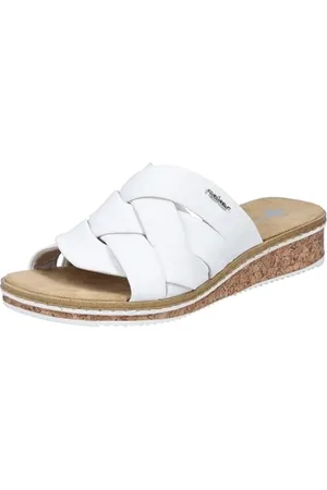 Rieker Damen V3608 Pantolette, Weiss, 38 EU