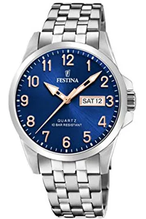Festina Unisex Erwachsene Analog Quarz Uhr mit Edelstahl Armband F20357/B